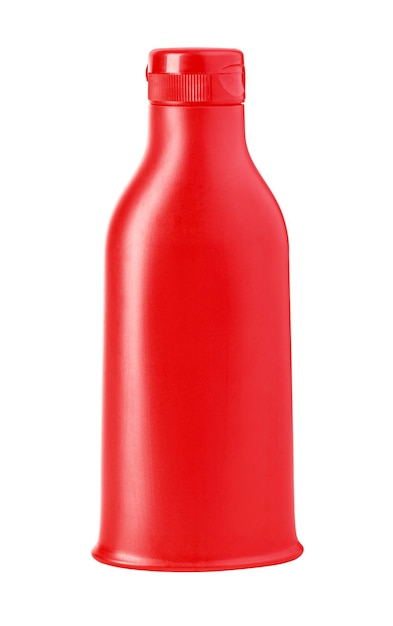 Botella de ketchup aislada sobre fondo blanco con trayectoria de recorte