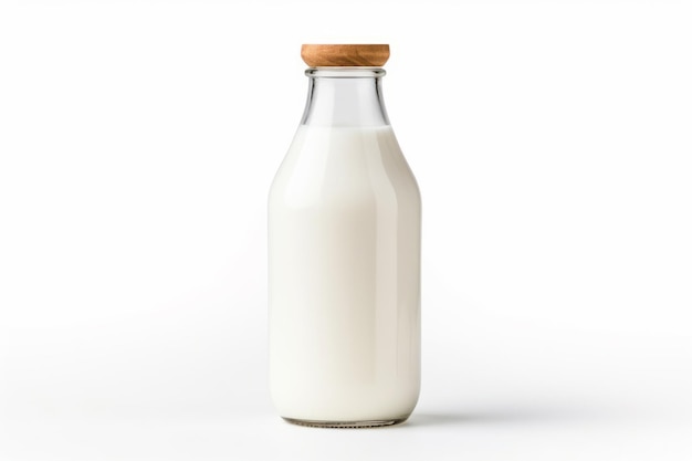 Botella de leche fondo blanco