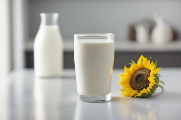 Una botella de leche de girasol junto a una botella de leche de girasol.