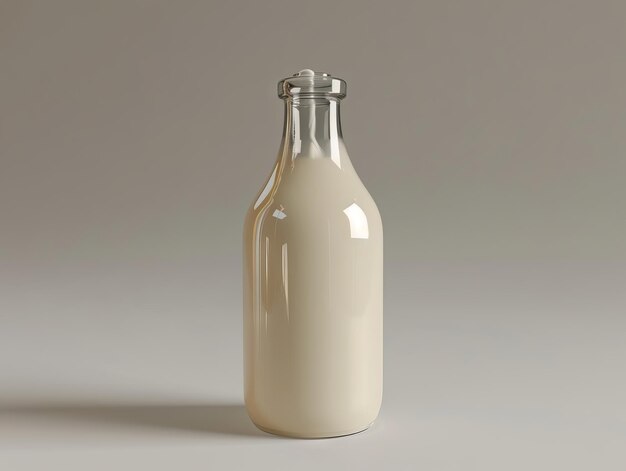 Botella de leche modelo 3D Una botella blanca con una mancha marrón en ella