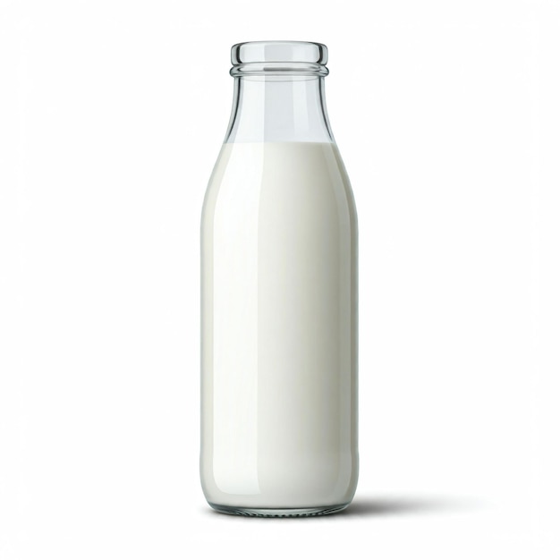 una botella de leche que está medio llena