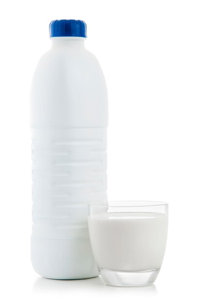 Botella de leche y vidrio