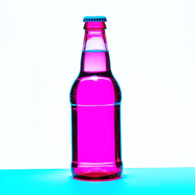 Foto una botella de líquido rosado