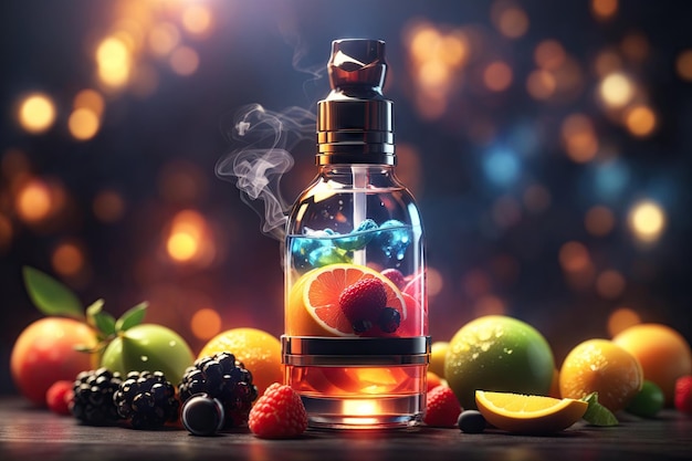 Botella con líquido Vaping Líquido con sabor a frutas ai generativo