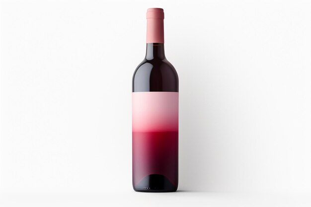 Una botella de maquillaje de vino sobre un fondo blanco
