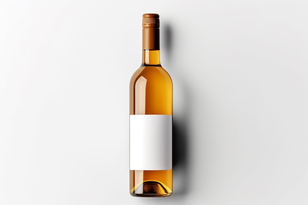 Una botella de maquillaje de vino sobre un fondo blanco