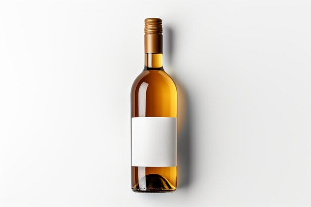 Una botella de maquillaje de vino sobre un fondo blanco