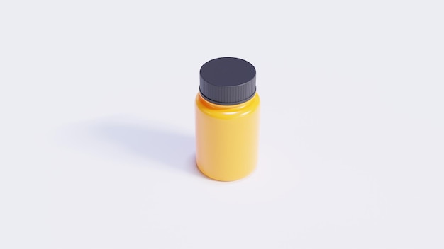 Botella de medicina naranja individual con tapa negra