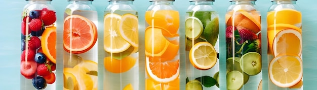 Una botella de naranjas y limas.