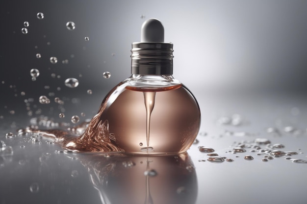 Una botella de perfume con una botella transparente que dice 'perfume'