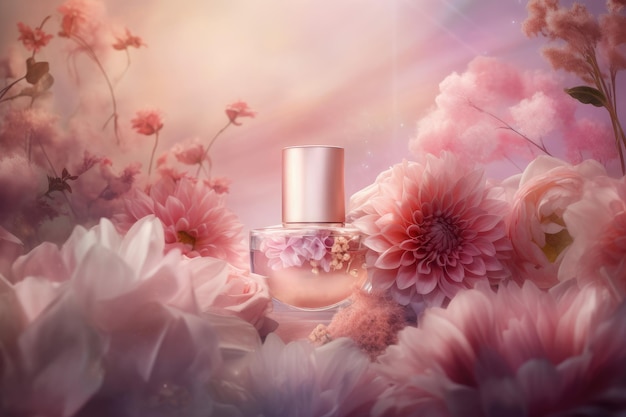 Botella de perfume Colonia cuidado floral Generar Ai