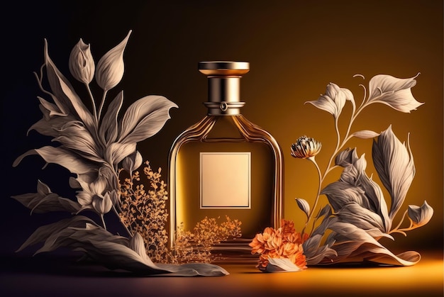 Botella de perfume escaparate banner elevar belleza rutina generativa ai