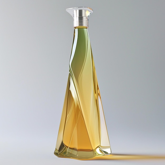 Foto botella de perfume en una escena minimalista