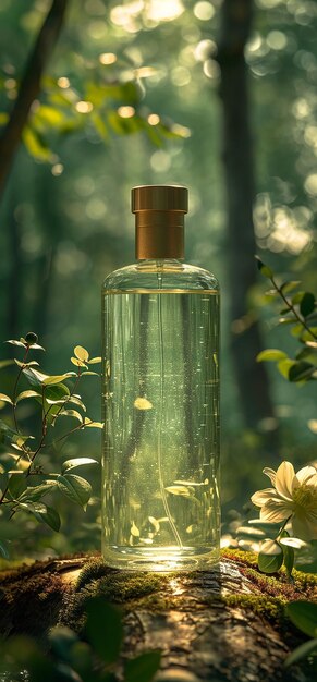 una botella de perfume con la palabra cita en la parte inferior