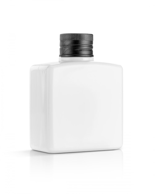 Botella de plástico blanco para productos cosméticos o de tocador.