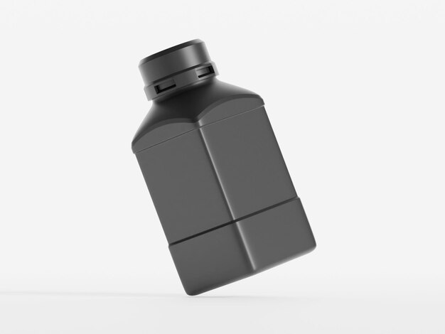 una botella de plástico negra con una tapa negra que dice boquilla