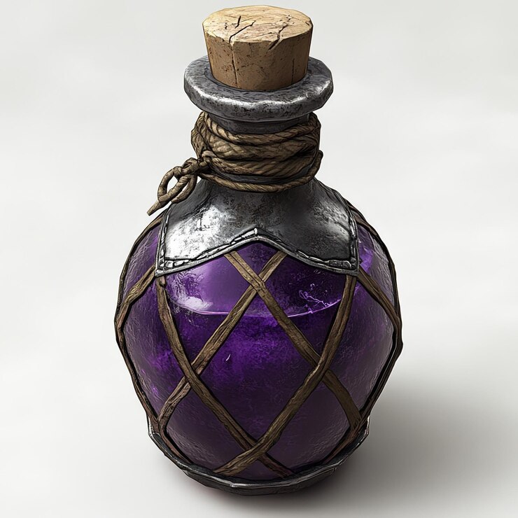 Foto botella de pociones fantasía medieval alquimia vaso de vidrio antiguo