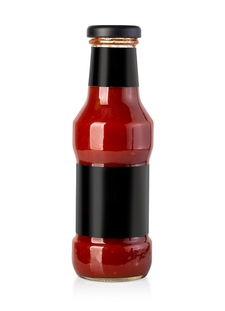 Foto botella de salsa de tomate aislada