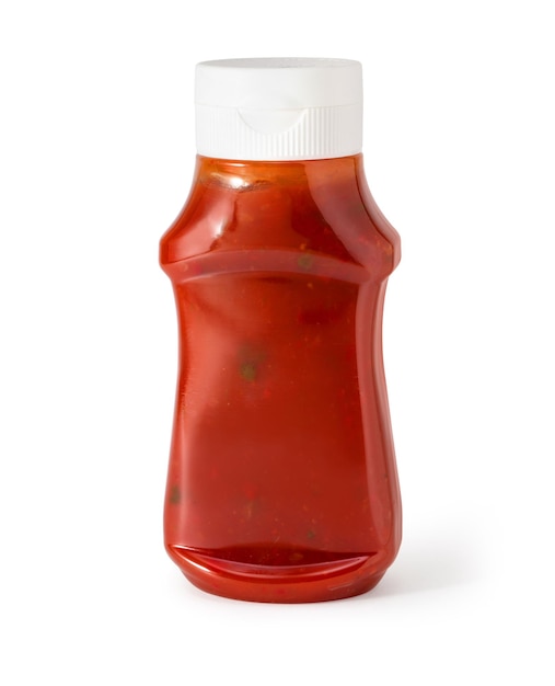 Botella de salsa de tomate aislada