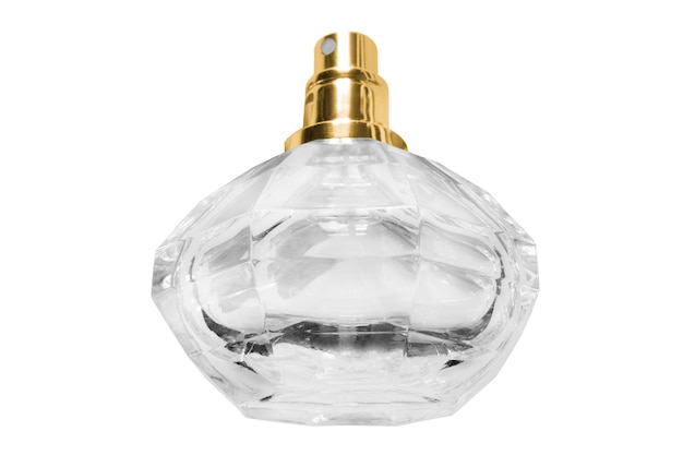 Botella de spray de perfume aislado sobre fondo blanco.