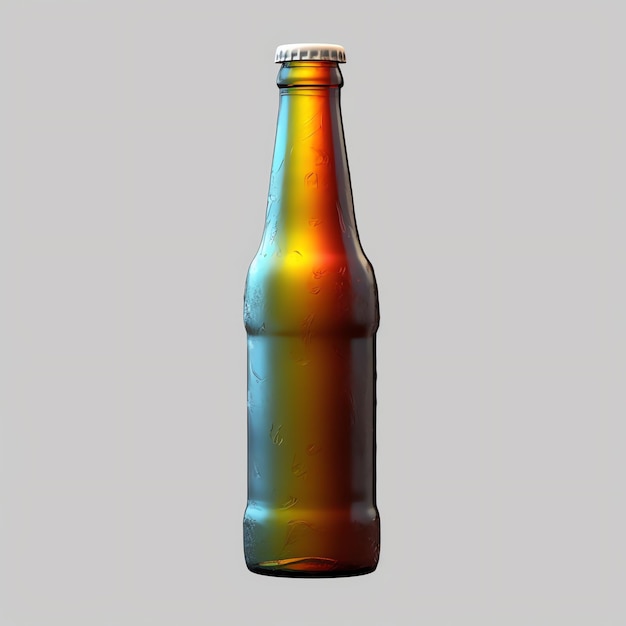 una botella con una tapa de color arcoíris