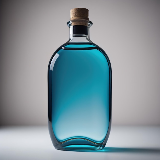 Botella transparente azul