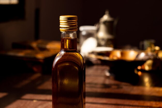 Botella vaso de aceite de oliva
