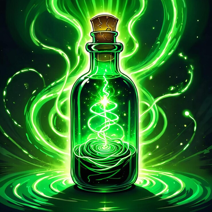 Foto una botella verde con una espiral verde en la parte superior