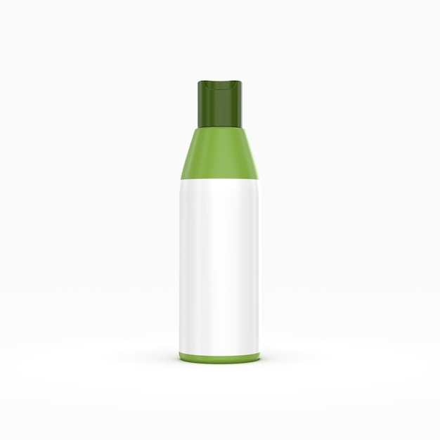una botella verde con una tapa blanca que dice verde en la parte superior