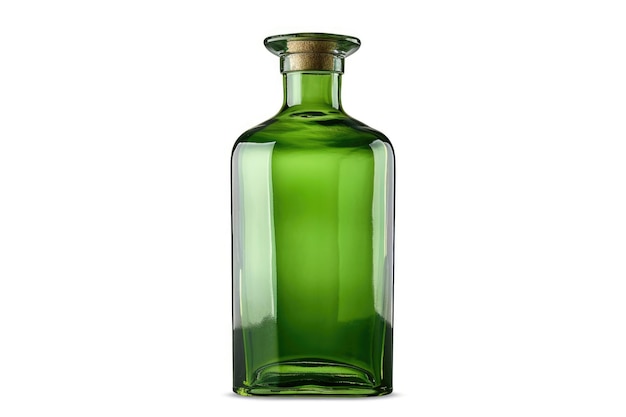 Foto botella de vidrio aislada sobre fondo blanco botella de vidrio verde aislada sobre fondo blanco