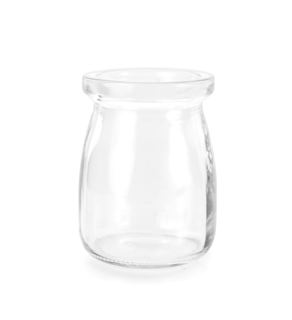 Foto botella de vidrio en blanco