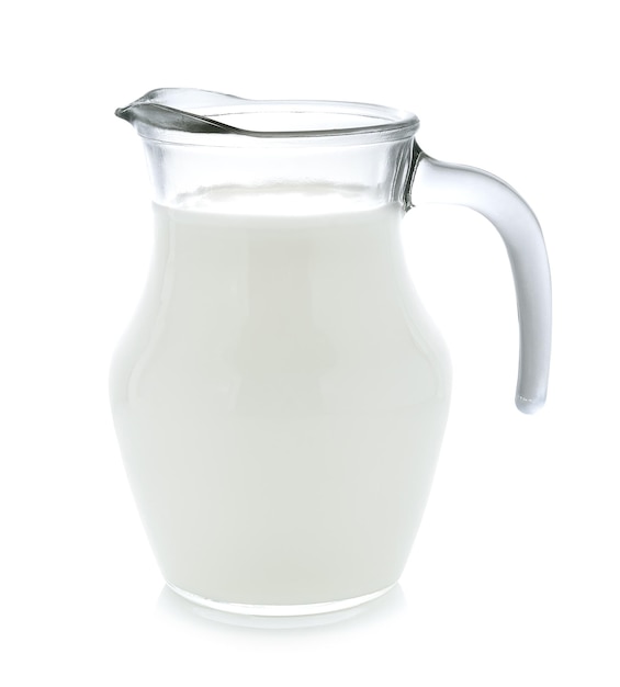 Foto botella de vidrio de leche aislada en blanco