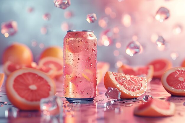 una botella de vidrio rosa de agua con burbujas en el fondo