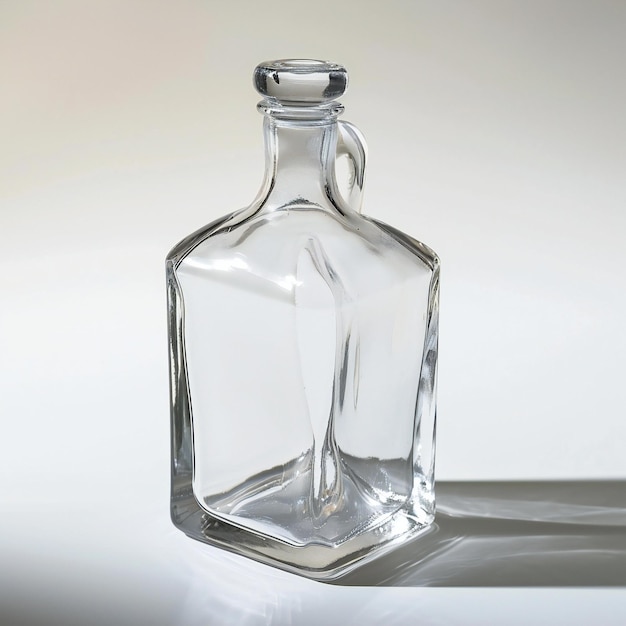 Botella de vidrio vacía sobre fondo blanco Objeto aislado