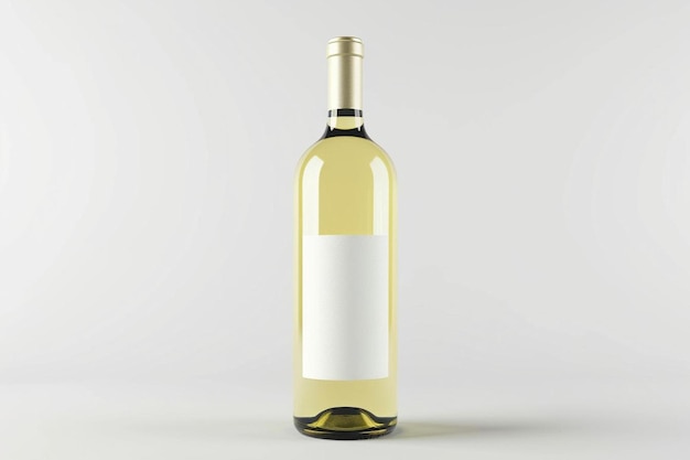 una botella de vino blanco con una etiqueta en blanco