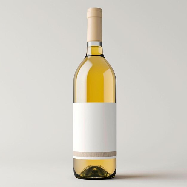 Foto una botella de vino blanco con una etiqueta en blanco