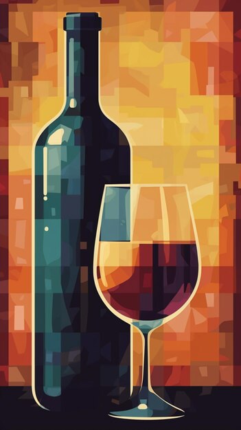 Botella de vino y diseño de carteles de arte vectorial de vidrio