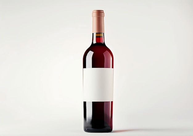 Foto botella de vino rojo con etiqueta en blanco sobre fondo blanco aplicar fácilmente su diseño personalizado ia generativa