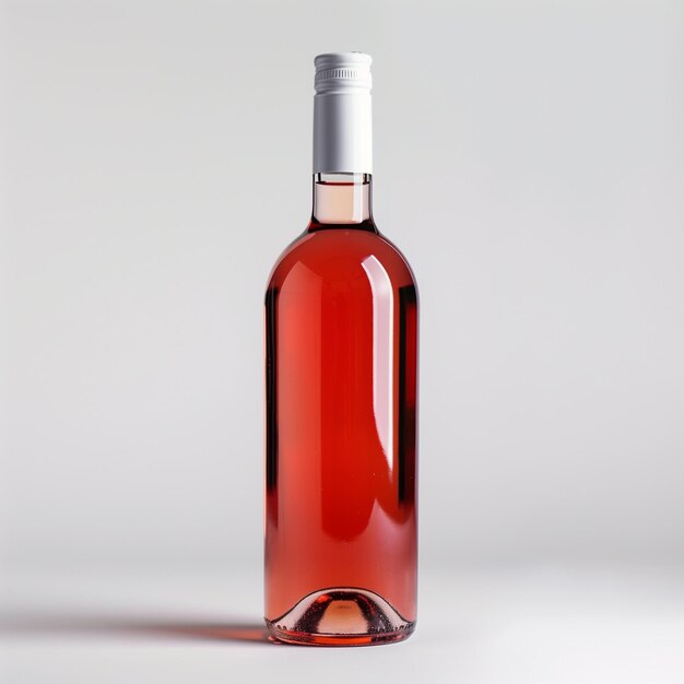 Botella de vino de rosa elegante con diseño minimalista para marca moderna y presentación de productos