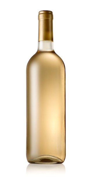 Botella de vino seco aislado en blanco