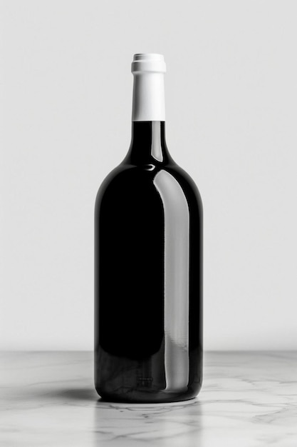 una botella de vino sentada en una mesa