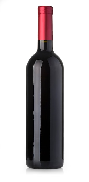 Botella de vino tinto aislado en blanco