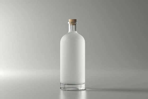 una botella de vodka con corcho sobre una mesa