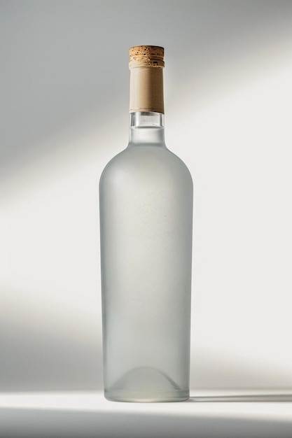 una botella de vodka sentada sobre una mesa