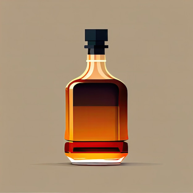 Botella de whisky vintage Icono plano Botellas del salvaje oeste Imagen de bebida de alcohol fuerte Ron vintage AI Ilustración generativa