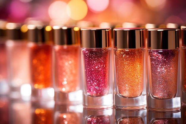 botellas de esmalte de uñas brillantes