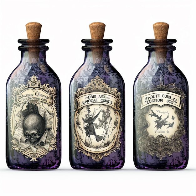 Botellas de GIN LABEL DESIGN sobre fondo blanco.