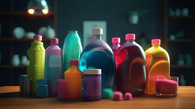 Botellas de productos químicos Equipamiento doméstico Generative Ai