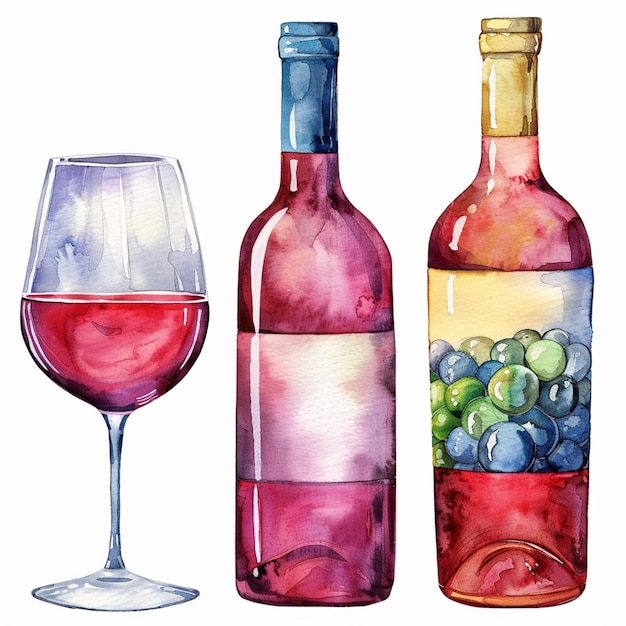 Foto botellas de vino y copas de vino