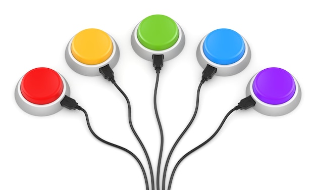 Botões coloridos com cabos usb